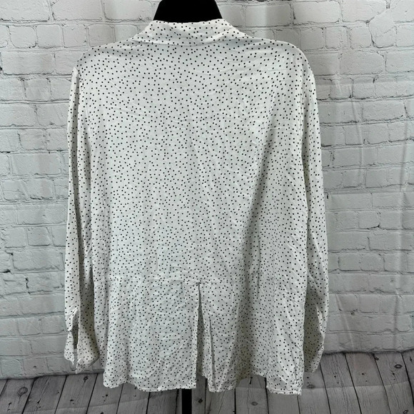 Beachlunchlounge White and Black Polka Dot Viscose Button Up Size Large - Picture 6 of 7